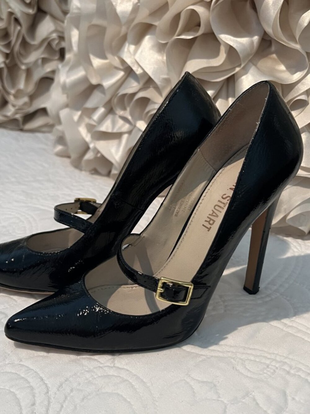 COLIN STUART Black, Patent Stiletto Mary Janes
